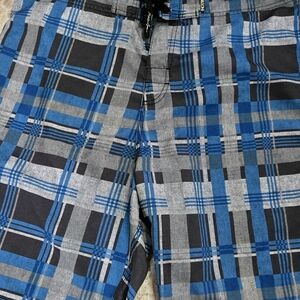 Blue and Gray Plaid Shorts